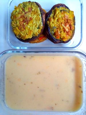 Mushroom vegan burgers and soup at Sociedade Portuguesa de Naturalogia in Lisbon