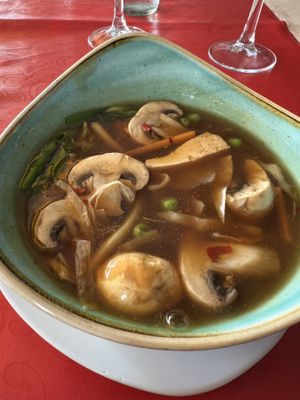 Hot & sour soup (this one is vegan)   at Gran Familia in Tenerife