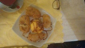 banana fritters with mango sorbet at Gran Familia in Tenerife