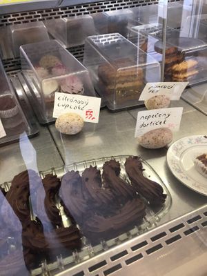 some of the cakes and sweets at Cukrárna in Brno