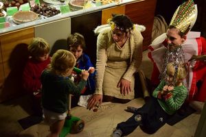 St Nicholas day in Cukrárna with Angel and gender neutral St. Nicholas at Cukrárna in Brno