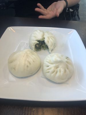 Mushroom veggies steamed buns. Would do well with a dumpling sauce  at Field of Greens in Houston