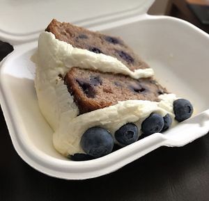 delicious blueberry and lemon cake  at Simply V in Cardiff