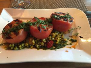 roasted tomatoes with corn ... at Moxie Kitchen and Cocktails in Jacksonville