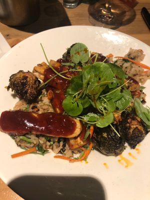 Vegan bowl with tempeh  at Moxie Kitchen and Cocktails in Jacksonville