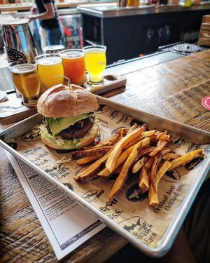 Beyond burger with avocado and mushrooms at Dogfish Head Brewing in Rehoboth Beach