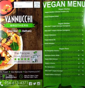 Vannucchi Brothers Vegan Menu at Vannucchi Brothers in Hollywood