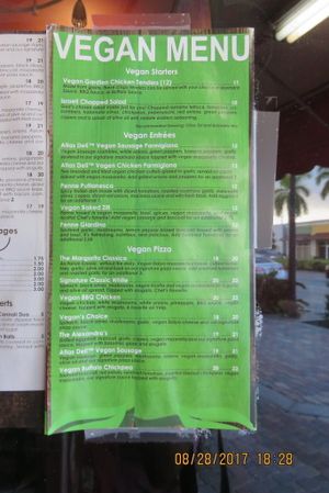 menu at Vannucchi Brothers in Hollywood