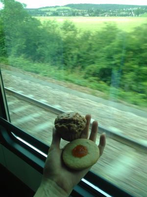 Delicious cookie and muffin, perfect treats to take on the sleeptrain ;) at Bar Pasticceria Rovida in Milan