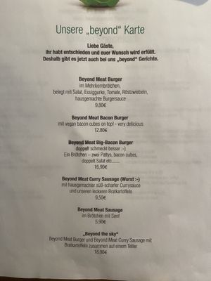 Beyond meat menu  at Kaiserhuettn in Bonn
