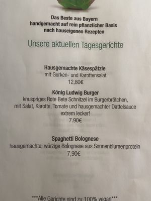 Daily menu  at Kaiserhuettn in Bonn