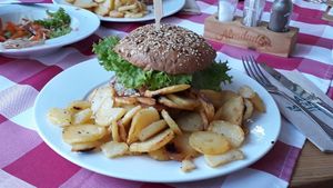 Burger with home made patty at Kaiserhuettn in Bonn