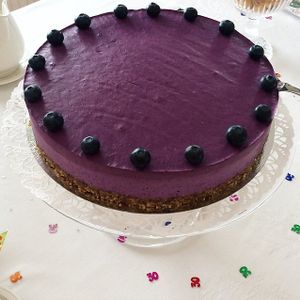 Raw blueberry cake at Cafe 98 in Helsinki