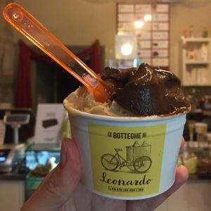 chocolate sorbet, vegan hazelnut  at Le Botteghe di Leonardo Gelato in Florence