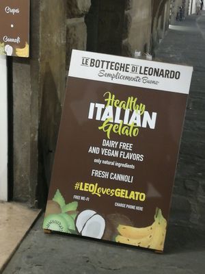 Sign outside at Le Botteghe di Leonardo Gelato in Florence