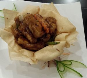 3rd course option in 4 course set menu - Eggplant with tofu main dish at Joy Veg Fruit Dining in Sydney