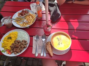 Currywurst, Gyros und Kürbissuppe at Sol in Konstanz