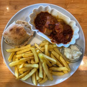 Vegan Currywurst & Pommes & Mayo  at Sol in Konstanz