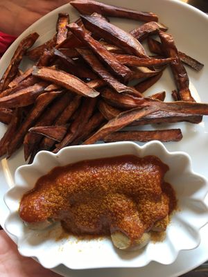 Currywurst and sweet potato fries at Sol in Konstanz