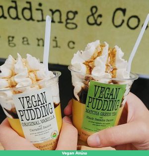 Vanilla and Matcha pudding with whipped cream. Amazing! at Sai Plant Deli by Vegan Pudding & Co. in Vancouver