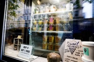 outside at Sai Plant Deli by Vegan Pudding & Co. in Vancouver