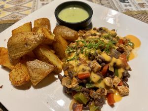 Chilli with wedges   at Cafe del mundo in Luang Prabang