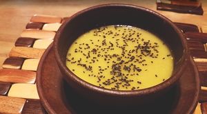 A delicious vegan soup made of organic vegetables. at Apoyo Lodge in Laguna De Apoyo