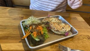 Another bagel sandwich  at Southern Roots Filling Station in Jacksonville