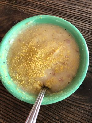 Creamy cheesy potato soup at Southern Roots Filling Station in Jacksonville