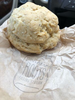 Cheesy biscuit at Southern Roots Filling Station in Jacksonville