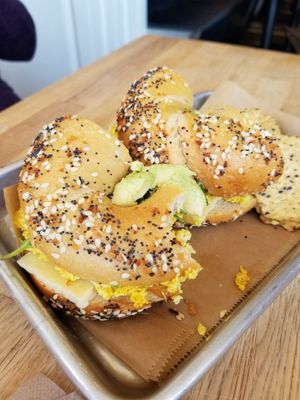 Tofu egg salad sandwich at Southern Roots Filling Station in Jacksonville