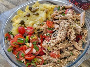 Nice vegan food made by Giannis, the owner at Andriakon in Andros