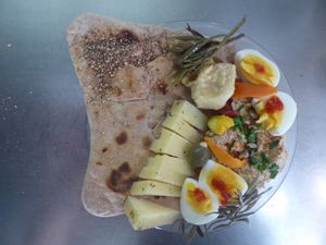 Primordial Whole Grain Olyra/Dinkel Pita_ Raw Sea Buckthorn, Fermented Turmeric_ Interconnected Microbiomes at Andriakon in Andros