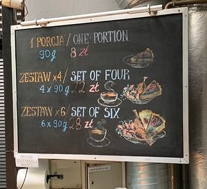 Menu  at Chimera in Krakow