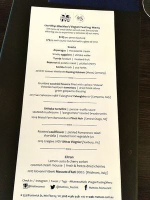 Vegan Degustation Menu (Jan 2020) at Matteo's in Fitzroy North