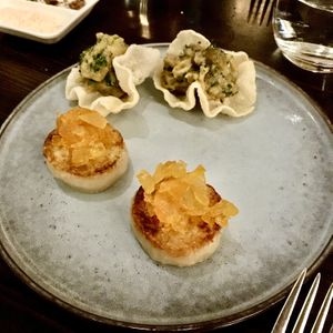 Starters: Smokey eggplant and turnip fondant at Matteo's in Fitzroy North