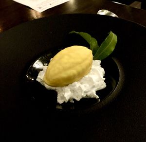 This was sooooo good! Lemon–yuzu & cherry sorbet | coconut cream mousse | fresh & freeze-dried cherries at Matteo's in Fitzroy North