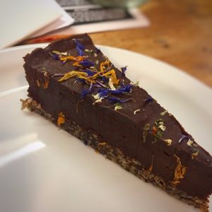 Chocolate, Lime & Avocado cheesecake. Gorgeous! at Offbeet in Wickham
