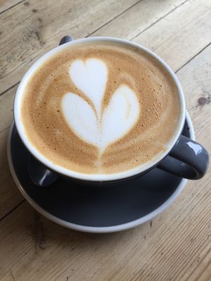 Oat milk latte at Offbeet in Wickham