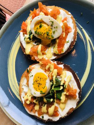 Unbelievable smoked carrot ‘Solomon’ bagel!  at Offbeet in Wickham