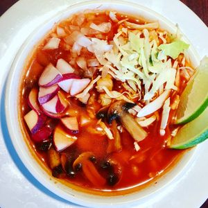Red Pozole at Un Solo Sol in Los Angeles