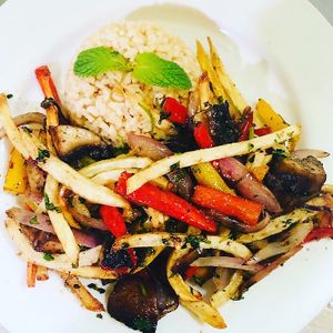 Portobello Saltado  at Un Solo Sol in Los Angeles