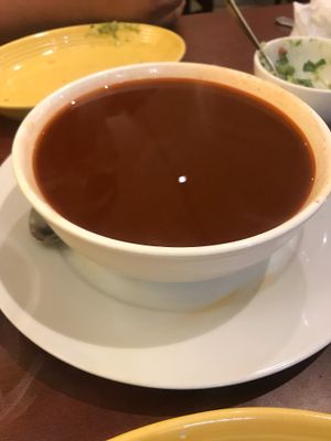 Red pozole w/vegan broth add-ins on the side  at Un Solo Sol in Los Angeles