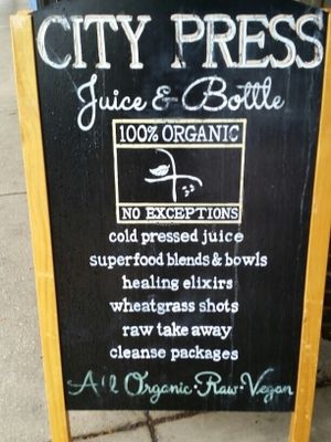 signage at City Press Juice in Chicago