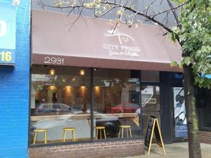 outside at City Press Juice in Chicago