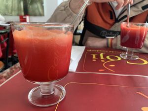 Beetroot apple abs carrot juices   at Goji - Uma Atitude Saudavel in Lisbon