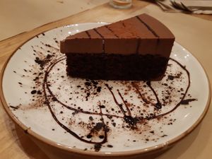 Dessert / Chocolate cake at Punto Vegano in Madrid