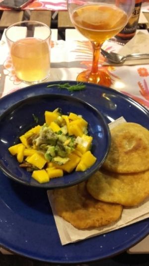 Ceviche (delicioso) at Punto Vegano in Madrid