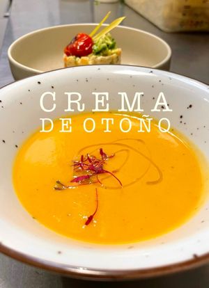 Crema de calabaza, boniato y castañas at Punto Vegano in Madrid