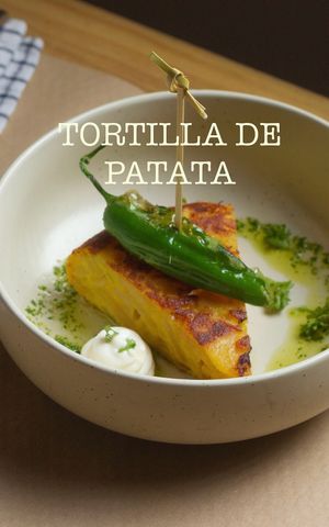 Tortilla de patata sin huevo at Punto Vegano in Madrid
